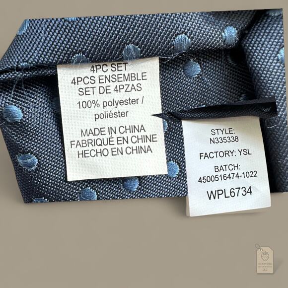 Lot of 2 Boys Navy Blue Clip-On Ties Polka Dot Formal Dress Accessories - Picture 4 of 4